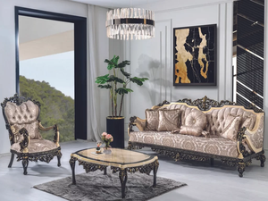 Luxury Royal Style <b>Armchair</b> with Hand-Carved Baroque Wood Frame and Gold Leaf Accents - Product Image 4