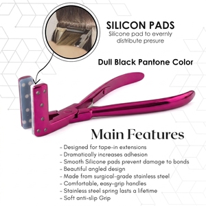 Professional Tape Extension Sealing Pliers with Soft Silicone Jaws Stainless Steel Construction Non Slip Handle Dual Spring - Product Image 2