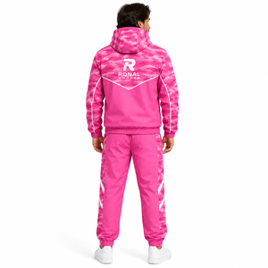 RONAL SPORTS Pink Camouflage Tracksuit Full <b>Zip</b> <b>Hooded</b> Sporty Design Quick Dry Polyester Men Women Adult Spring Wear - Product Image 4