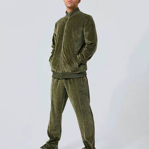 Clothing Custom High Quality Fashion Wear Zip up <b>Velvet</b> <b>Jacket</b> and <b>Velvet</b> Pants Jogging Suit Oversized Casual Velour Tracksuit - Product Image 1