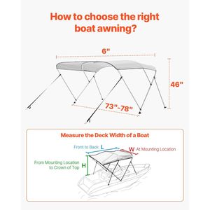 Tendalino Bimini per Barche a 3 Archi in Poliestere 600D con Telaio in Lega di Alluminio, Impermeabile, Parasole, Tettuccio per Barche con Vano Portaoggetti - Product Image 5