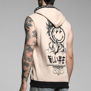Camiseta Deportiva Personalizada de Algodón para Hombre, Camiseta sin Mangas con Capucha para Gimnasio, Fitness, Entrenamiento, Camiseta Deportiva sin Mangas - Product Image 2