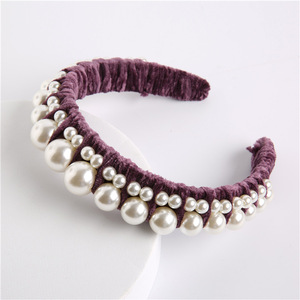 Velvet Pearl <b>Headband</b> for Women Elegant Wedding Hairband Pearls 14 CM <b>Elastic</b> Hair Accessory Hemasa Fashions Brand Party Daily - Product Image 4