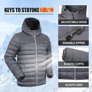 <b>Men's</b> Lightweight Packable Puffer Jacket Waterproof Winter Hood Jacket Custom Packable Quilted Puffer Jacket With Storage <b>Pouch</b> - Product Image 4