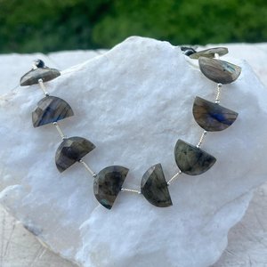 Natural Fire Labradorite 12x19 MM D Shape Loose <b>Stones</b> <b>Beads</b> for DIY Jewelry Making Wholesale Crafts Supply 12 Inches Strands - Product Image 5
