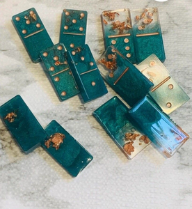 Customizable Resin <b>Dominoes</b> <b>Set</b>, Gold Flakes Personalized Gift - Product Image 5