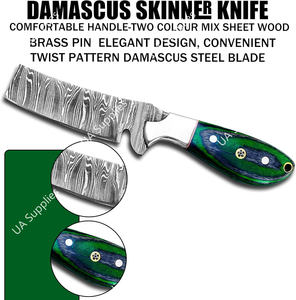 Couteau de chasse et de camping professionnel en acier Damas forgé à la main, haute qualité, style western, OEM, faible MOQ - Product Image 2