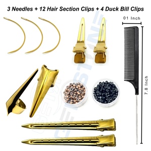 Kit d'outils professionnels pour extensions capillaires en acier inoxydable durable et réutilisable : micro-perles, pinces, crochets à boucle, pinces de sectionnement, fil - Product Image 4