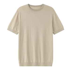 เสื้อสเวตเตอร์คอกลมแขนสั้นผ้าฝ้ายผสมเทนเซลถักแบบสั่งทำพิเศษสำหรับผู้ชาย สไตล์ลำลอง - Product Image 6