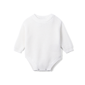 Combinaison pour bébé garçon en tricot écologique, 100% coton, couleur unie, boutons YKK, combinaison d'hiver pour nourrisson, personnalisation OEM ODM disponible - Product Image 1