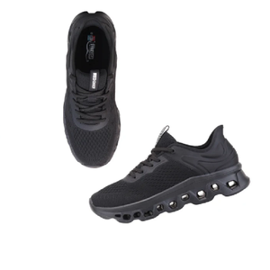 Zapatos deportivos negros de corte bajo para hombre, transpirables, con cordones, zapatillas para caminar, calzado ligero y acolchado. - Product Image 2