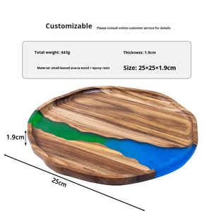 River Resin Acacia Wood Solid Wood Dining <b>Tray</b> Snack <b>Tea</b> <b>Tray</b> Irregular Shape Light Luxury Retro Design Gift Factory Wholesale - Product Image 5