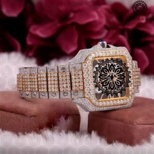 Montre de luxe Charm Jewels avec diamants, boîtier en acier inoxydable, analogique, mécanique, pour homme, cadran de 40 mm, bracelet de 20 cm, date automatique, 10 bars - Product Image 3
