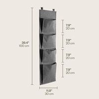 Organisateur de rangement suspendu en métal MA62GR avec 4 grands compartiments à fermeture velcro pour le rangement des vêtements dans la garde-robe