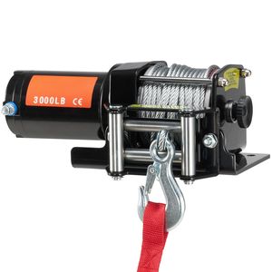 Treuil électrique 12V DC pour VTT/UTV avec capacité de traction de 3000 lb, câble en acier à 7 brins de 3/16 x 39 pieds et enrouleur de câble à rouleaux - Product Image 5