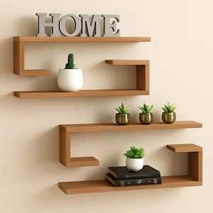 Étagère murale flottante asymétrique grise moderne à 3 niveaux, support de rangement géométrique croisé pour salon, bureau, bibliothèque murale - Product Image 4