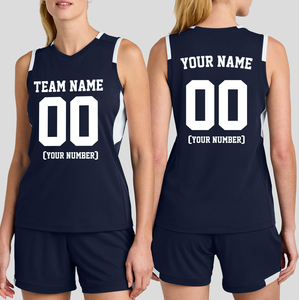 Conjunto de Uniforme Deportivo Personalizado para Voleibol Femenino, Camiseta sin Mangas con Cuello en V, Color Negro, Absorbe la Humedad, Impresión de Nombre y Número del Equipo - Product Image 3