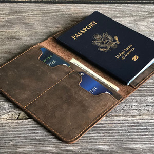 Genuine Leather <b>Passport</b> <b>Wallet</b> Slim Travel Holder Multiple Card Slots Custom Logo Wholesale OEM Manufacturer Supplier for sale - Product Image 2