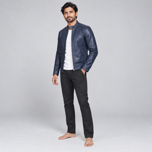 Veste en cuir pour homme, conçue avec une coupe moderne, une texture en cuir durable, une doublure douce et un style intemporel pour un usage quotidien décontracté. - Product Image 5