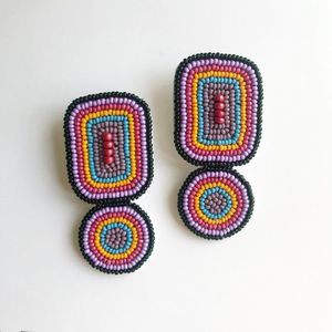 Boucles d'oreilles de luxe brodées à la main NEHA ENTERPRISES, perles tissées à la main pour femmes, style bohème, pour mariages et soirées, tendance - Product Image 1