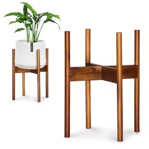 Soporte de madera minimalista para plantas con diseño triangular para uso en interiores con plantas verdes y velas. Soporte de madera para plantas. - Product Image 5