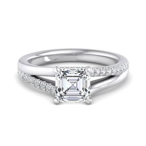 925 Silver With Asscher Cut Moissanite Diamond <b>Split</b> Band Birthday Gift for Women <b>Ring</b> - Product Image 5
