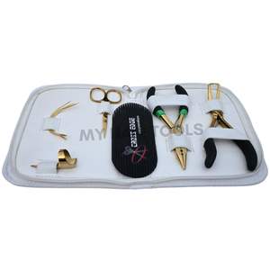 Kit complet d'outils pour extensions capillaires avec étui blanc, pinces à micro-anneaux, velcro pour cheveux, mini-ciseaux et aiguilles à démêler les cheveux - Product Image 1