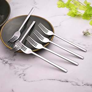 Ensemble de 6 mini-fourchettes de luxe en argent, manche en acier inoxydable, vaisselle en métal écologique pour la cuisine - Product Image 1