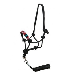 Wholesale Manufacturer Supplier Saman Exports Custom Made Black Nylon Beaded Rope <b>Halter</b> with Removable Matching Lead - Product Image 3