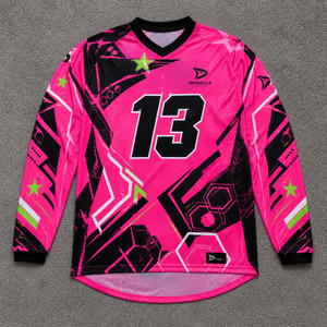 Custom <b>Neon</b> <b>Pink</b> Dirt Bike Shirt Custom Full Sublimation Men's Long Sleeve Off Road MX Racing Jersey Team Wear - Product Image 1