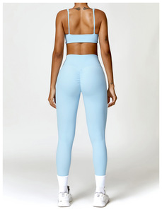 Conjunto de Yoga de 2 Piezas para Mujer, Cintura Alta, Manga Larga, Bra Deportivo y Leggings, Transpirable, Ligero, con Logotipo Estampado en la Parte Delantera, Ropa de Gimnasio - Product Image 4