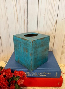 Boîte à mouchoirs artisanale en métal vert sarcelle, finition rustique vieillie, support décoratif idéal pour la maison et les espaces de bureau, provenant d'Inde - Product Image 4