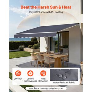 Manual Retractable 4m X 3.7m Outdoor Patio Awning Water-Resistant Polyest Sun <b>Shade</b> for Patio Door <b>Window</b> - Product Image 3
