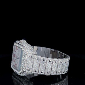 Montre en argent sterling 925 avec diamants Moissanite VVS, montres de luxe Hip Hop pour hommes, sertie de pierres, disponible au meilleur prix - Product Image 2