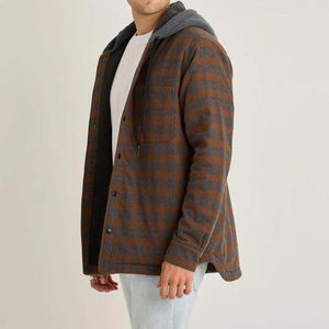 Wholesale Streetwear <b>Flannel</b> Shirt <b>Jacket</b> Long Sleeve Plaid Polyester Lined Breathable - Product Image 3