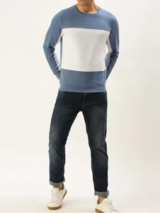 Men's Casual Pullover Crew Neck Fleece Winter Color Block Custom Logo 100% Cotton Breathable Quick Dry Latest <b>Design</b> Sweatshirt - Product Image 4