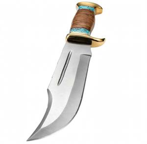 Outil utilitaire robuste en acier fixe avec cadre en acier poli, double protection en laiton et manche en résine turquoise et bois - Product Image 6
