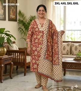 คอลเลคชั่นชุดคุर्ติ-กางเกงขายาวและผ้าคลุมไหล่พิมพ์ลายผ้าฝ้ายคุณภาพสูงแบบพลัสไซส์มาใหม่ ผลิตโดยผู้ผลิตจากเมืองสุราษฎร์ - Product Image 6
