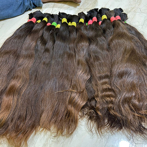 ผมแท้แบบอินเดียสีน้ำตาลอ่อนขนาด 22 นิ้ว แบบลอนธรรมชาติ สำหรับถักเปีย ผมแบบ Single Drawn ไม่มี Weft ต่อผมแบบธรรมชาติเต็มเส้น - Product Image 2