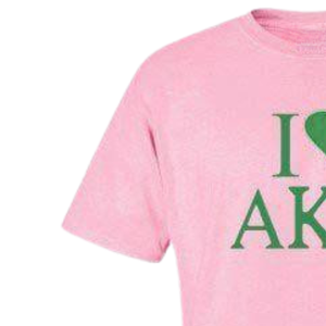 Camiseta I Love AKA con estampado gráfico de corazón verde y rosa claro, cuello redondo, algodón, informal, para hermandad, manga corta - Product Image 4