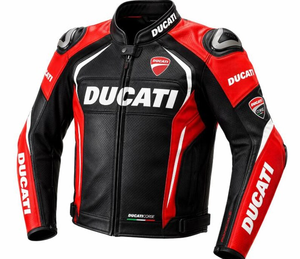 เสื้อแจ็คเก็ตหนังสำหรับขี่มอเตอร์ไซค์ Rucati รุ่น Unisex ทนทานและสวมใส่สบาย ตัดเย็บตามขนาดที่กำหนด มาตรฐาน CE - Product Image 1