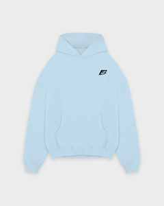 Sweat à capuche unisexe surdimensionné bleu ciel OEM, épais et lourd, avec logo personnalisé, épaules tombantes, 100 % coton molletonné 550 GSM - Product Image 3