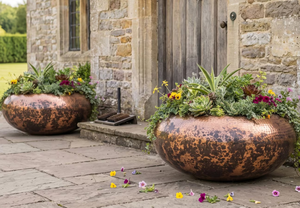 Pot de fleurs en métal rustique fait main en promotion avec motif circulaire pour la décoration de plantes de jardin extérieur, vase à fleurs - Product Image 6