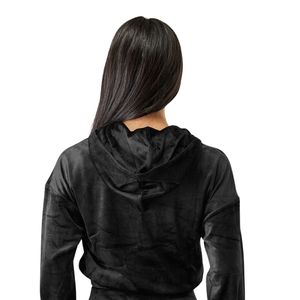 Women's Black <b>Crop</b> Full <b>Zip</b> Hoodie Long Sleeve Soft Casual Workout Gym Activewear Comfortable Everyday Outerwear - Product Image 5