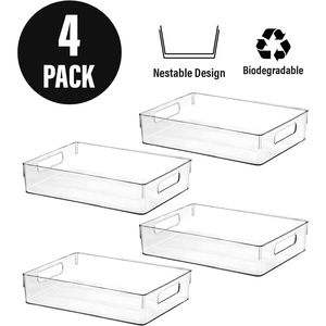 Set di 4 Grandi Contenitori in Plastica Trasparente per Organizzare Frigorifero, Dispensa e Spazi di Stoccaggio - Product Image 4