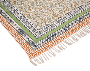 Tapis en coton faits à la main à motifs floraux, tissage plat traditionnel imprimé au bloc, pour la décoration intérieure de bars, salons et chambres - Product Image 5
