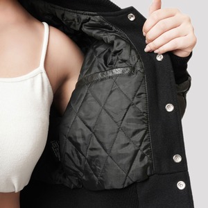 Custom Winter Luxury Women's Cropped College <b>Quilted</b> Chenille Embroidery Letterman <b>Wool</b> Varsity Stylish Breathable Cotton - Product Image 5
