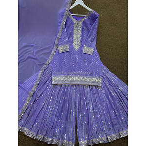 Fabzonefabindia Presenting New Party Were Beautiful Fancy Bordado pesado y lentejuelas de 5mm Work Top-Sharara con Dupatta - Product Image 2