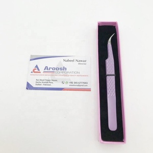 Vente en gros pince à épiler courbe en J enduite de poudre violette Extension de cils pointue en acier inoxydable solide et durable - Product Image 4