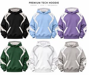 <b>Men's</b> Green <b>White</b> Color Blocking Hooded <b>Sweatshirt</b> Oversized Casual French Terry Pullover Hoodie Regular Fit Autumn Style - Product Image 6
